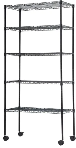 Miniatura 14 de BestOffice Estantes de almacenamiento de alambre de 5 niveles con ruedas 14x30x60 Cromo Estantes ajustables Estante de metal resistente