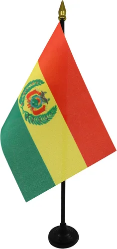 Miniatura 10 de Venezuela Old 7 estrellas con brazos Bandera de mesa 4'' x 6'' - Antigua bandera venezolana de escritorio 5.9 x 3.9 in - tapa de lanza dorada - AZ