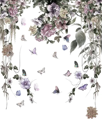 Miniatura 8 de LiveGallery Calcomanías de pared de petunia moradas, calcomanías de flores de peonía, vinilo para despegar y pegar, estilo oscuro, murales Morado