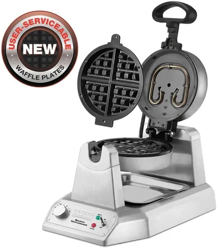 Miniatura 2 de Waring Commercial WW180X waflera belga simple de resistencia alta, placas antiadherentes recubiertas, produce 25 waffles por hora, 120V, 1200W