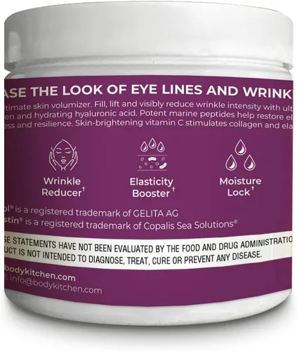 Miniatura 3 de Body Kitchen Péptidos de colágeno y elastina, 250 mg de elastina pura derivada de marina de Francia, suplemento de elastina para firmeza