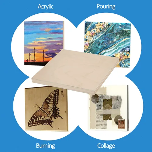 Miniatura 2 de Falling in Art Kit de paneles de lienzo de madera de abedul sin terminar, paquete de 4 tablas de cuna de estudio de 10 x 10 pulgadas de profundidad