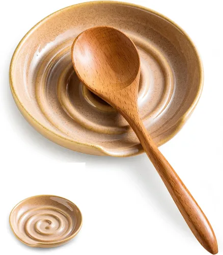 Miniatura 16 de Soporte para cuchara, soporte para cuchara con bandeja profunda para evitar derrames de salsa, soporte para utensilios para espátula, cuchara de Gris