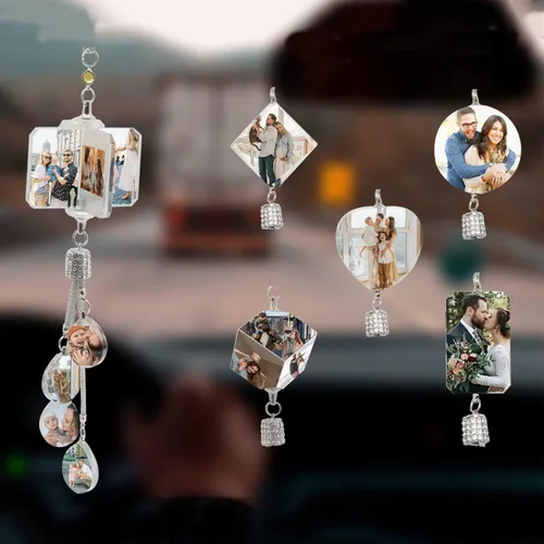 Miniatura 6 de AIFLM Adornos Personalizados de Foto de Cristal para Colgar en Coche Adornos Personalizados Estéticos para Espejo Adornos Personalizados