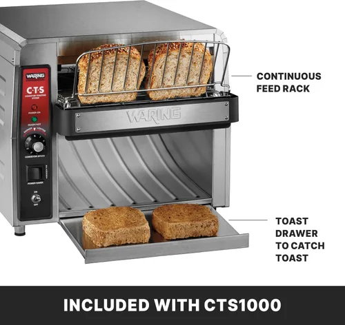 Miniatura 5 de Waring Tostadora comercial CTS1000 Coneyer, 450 rebanadas por hora, 120V, 1800W, enchufe de 5-15 fases