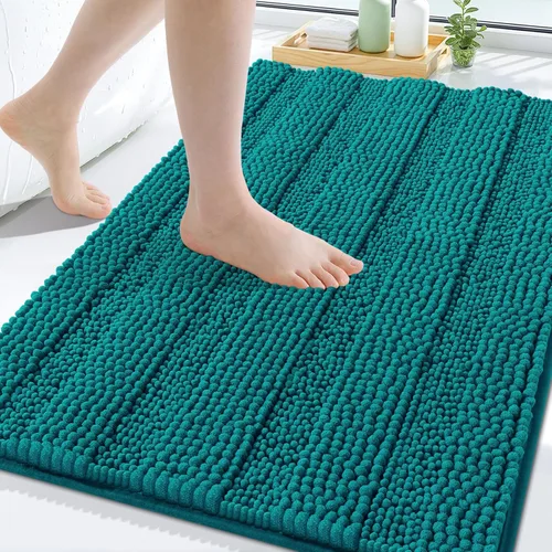 Miniatura 231 de Grandaily Alfombras de baño de felpilla a rayas de 24 x 16 pulgadas, extra gruesas y suaves, absorbentes, parte trasera de goma, alfombra de ducha