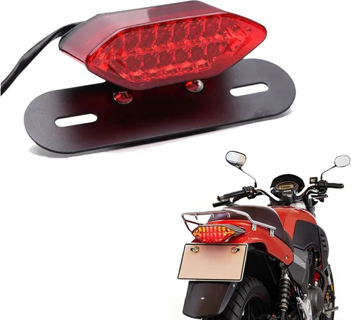 Miniatura 11 de Luz trasera universal de 15 LEDs para motocicleta, luz de freno con soporte de placa compatible con Honda Yamaha Suzuki para Street Bike Sport Bike