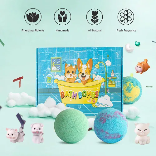 Miniatura 5 de Bombas de baño infantiles con sorpresa en el interior, set de regalo de 20 unidades, baño de burbujas natural y orgánico para niños de espuma