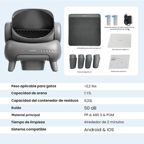 Miniatura 10 de Neakasa M1 Plus - Caja de arena para gatos autolimpiante con tapa abierta, caja de arena automática para gatos con control por APP, eliminación