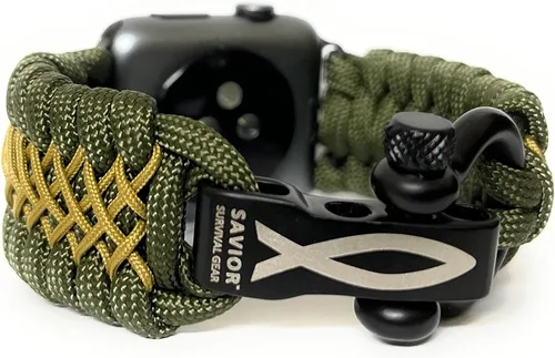 Miniatura 13 de Correa de paracord Savior Survival Gear, compatible con Apple Watch de 49/45/44/42/41/40/38 mm, correa de iWatch Series Ultra 10 9 8 7 6 5 4 3 2 1