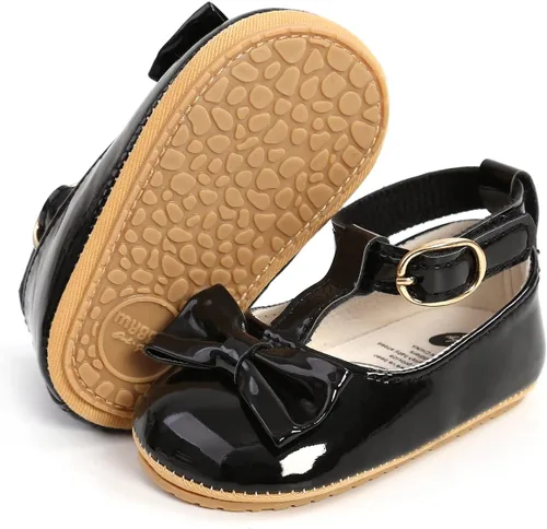 Miniatura 4 de Zapatos planos Mary Jane para bebés y niñas con Bownot, suela suave, suela suave, piel sintética, recién nacidos, primeros pasos, para fiesta
