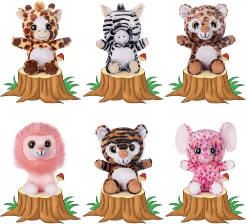 Miniatura 6 de My OLi Juego de juguetes de peluche de Navidad, 6 unidades de animales de peluche suaves de alta calidad, personajes navideños con Papá Noel, muñeco
