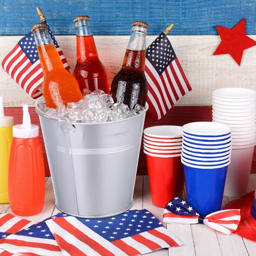 Miniatura 4 de Didaey 12 cubos de metal para cerveza, cubos de hielo a granel, cubos de hielo con asa, enfriador de bebidas para fiesta de champán, bebidas