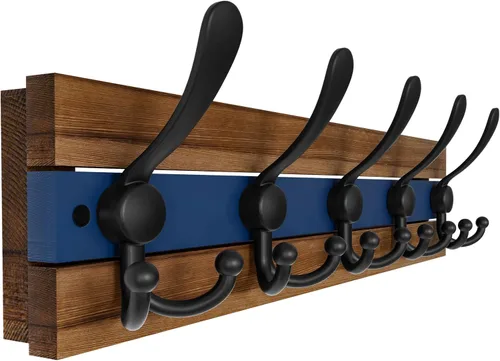 Miniatura 13 de SKOLOO Perchero de pared montado en la pared de estilo rústico: Perchero de pared de pino de madera auténtica de 40,6 cm de orificio a orificio