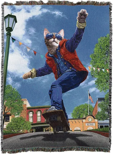 Miniatura 2 de Pure Country - Cobija tejida Catzilla Cat Godzilla, regalo divertido para los amantes de los gatos, puede ser un tapiz o una cobija, de Vincent HIE