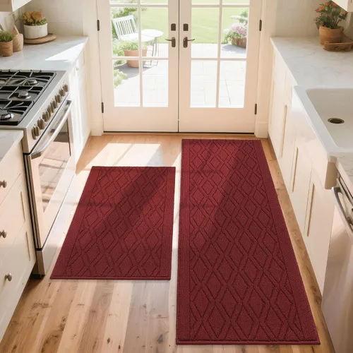 Miniatura 63 de COSY HOMEER Tapete de cocina antideslizantes, absorbentes para el piso, alfombra de cocina lavable, tapete de pie para fregadero, alfombra de Beige