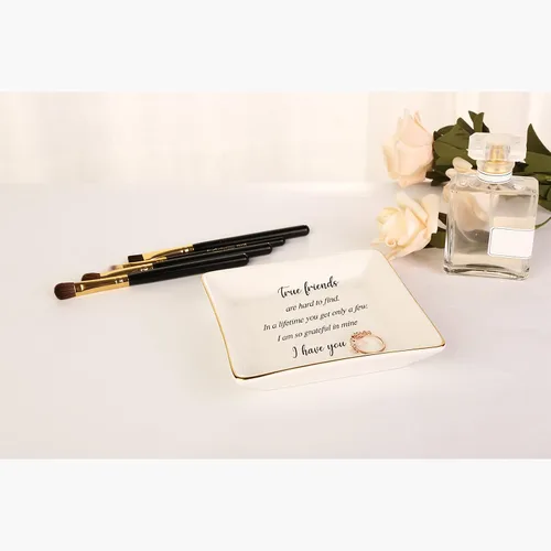Miniatura 4 de Regalos de amistad para mujeres, plato de cerámica para joyas, bandeja de joyería, regalos de graduación de cumpleaños para buenas amigas, hermana