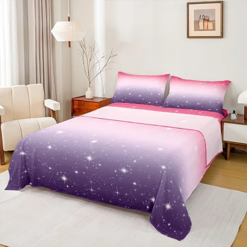 Miniatura 33 de Juego de sábana bajera ajustable de teñido anudado para niñas, juego de ropa de cama con diseño de arco iris degradado de arcoíris, lindo juego