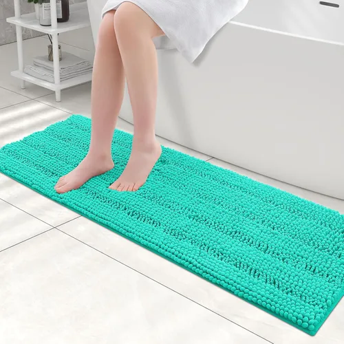 Miniatura 116 de Grandaily Alfombras de baño de felpilla a rayas de 24 x 16 pulgadas, extra gruesas y suaves, absorbentes, parte trasera de goma, alfombra de ducha