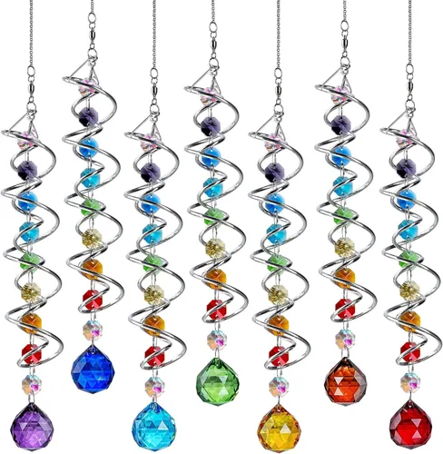 Miniatura 2 de Atrapasoles de cristal de 7 chakras, adornos de prismas de cristal colgantes con cuentas de arcoíris de 0.787 pulgadas para ventana, jardín