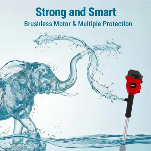 Miniatura 7 de Bomba de transferencia de agua sin escobillas compatible con batería Milwaukee de 18 V (solo herramienta), bomba de agua inalámbrica de 720 GPH Rojo
