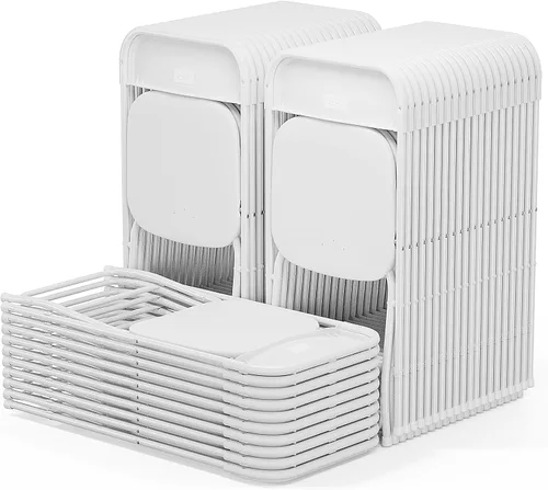Miniatura 9 de VINGLI Juego de sillas plegables, asiento plegable portátil y cómodo para adultos, marco de metal con panel de plástico, ideal para fiestas, Negro