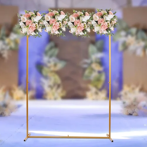 Miniatura 7 de Soporte cuadrado de metal para arco de boda con bases, 6.5 pies de fácil montaje, arco de jardín cuadrado de metal para bodas, bar, mitzvá, fiesta