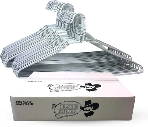 Paquete de 200 perchas de alambre de metal para camisas, pantalones, faldas, ahorro de espacio, antideslizantes, calibre 14.5 ultra fino de 14.5