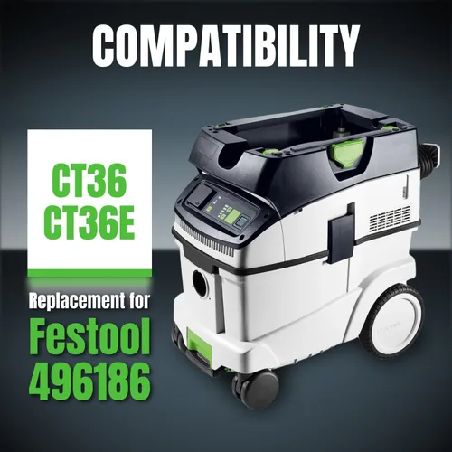Miniatura 3 de POWERTEC 496186 Bolsa de filtro autolimpiante para extractor de polvo Festool CT36, CT36E, 10 unidades, bolsas de vacío de repuesto, bolsas