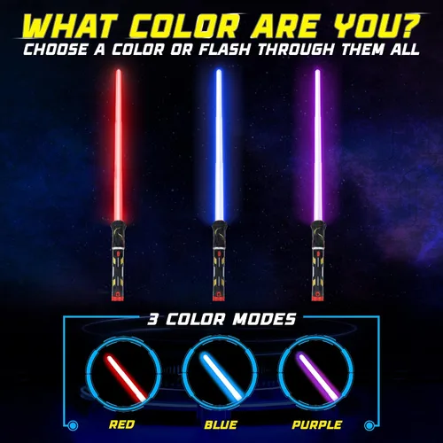 Miniatura 6 de USA Toyz Crossbeam Galaxy - Espada iluminada para niños o adultos, juego de espadas de doble luz 2 en 1 con sonido FX, 6 LED que cambian