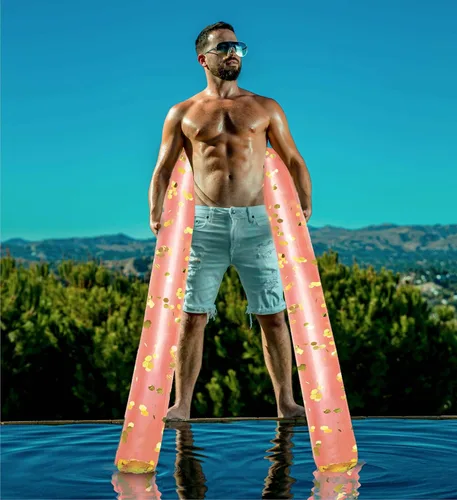 Miniatura 7 de POZA - Paquete de 2 flotadores inflables gigantes para piscina, lujosos fideos flotantes de agua gigantes de 74 pulgadas llenos de confeti Oro Rosa