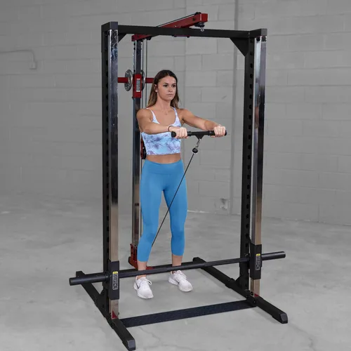 Miniatura 3 de Body-Solid Best Fitness BFSM250P2 Smith Machine con accesorio LAT para gimnasio en casa, entrenamiento de fuerza con barras de seguridad