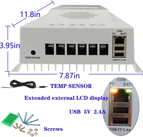 Miniatura 5 de Controlador de Carga MPPT 100 amperios 12V/24V Auto, Regulador de Carga de Panel Solar 100A con Pantalla LCD Retroiluminada Máxima 100V para Batería