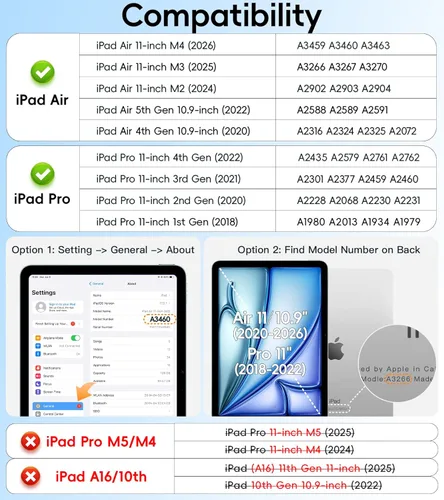 Miniatura 2 de BATYUE Funda para iPad Air de 11 pulgadas M3 (2025)/M2 (2024), iPad Air 5ª/4ª de 10.9 pulgadas (2022/2020), iPad Pro de 11" 4ª/3ª/2ª/1ª