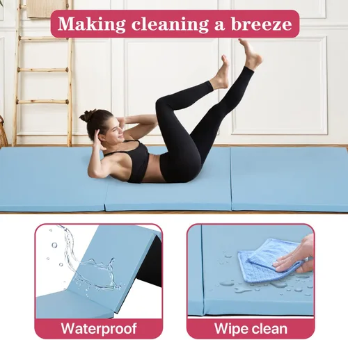 Miniatura 4 de Colchoneta de gimnasia para gimnasio en casa, plegable, portátil, de 6 x 2 x 2 pulgadas, extra gruesa, con asas de transporte, para niños y adultos