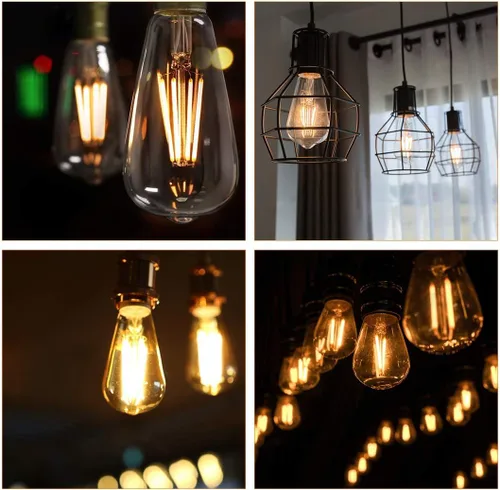 Miniatura 6 de LUXON Bombillas LED Edison, bombillas vintage regulables, 6 W (equivalente a 60 W, 2700 K, blanco cálido, E26, paquete de 4 unidades)