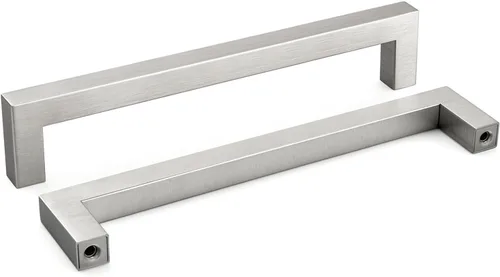 Miniatura 9 de homdiy Paquete de 1 tirador de gabinete de níquel cepillado de 3-3/4 pulgadas, manijas cuadradas de acero inoxidable para puerta de armario