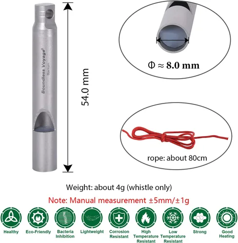 Miniatura 3 de Boundless Voyage Silbato de titanio para supervivencia de emergencia con cordón fuerte para acampar al aire libre, senderismo, entrenadores, 2