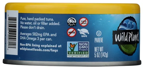 Miniatura 5 de Wild Planet Skipjack Atún salvaje, sin sal añadida, pescado enlatado, atún enlatado, capturado de forma sostenible, sin OMG, Kosher, sin gluten