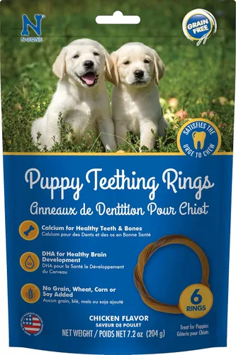 N-Bone Anillos de dentición para cachorros, sabor a pollo sin granos, 6 unidades