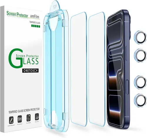 Miniatura 13 de amFilm OneTouch - Protector de pantalla para iPhone 12 Pro Max (6.7 pulgadas, 2020) con kit de fácil instalación, vidrio templado, paquete de 2