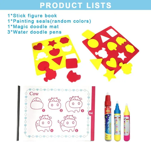 Miniatura 7 de Tapete mágico de dibujo al agua (31.4 x 23.6 pulgadas) con 4 colores, tableros magnéticos para pintar, aprender, dibujar con plumas mágicas