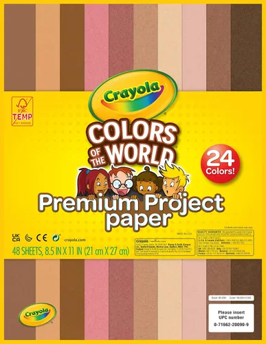 Crayola Papel de construcción en colores del mundo, 8.5 x 11 pulgadas, 24 colores, suministros para manualidades, 48 hojas