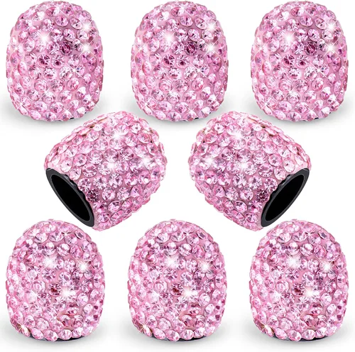 Miniatura 38 de 8 PCS Tapas de Válvula de Vástago de Neumático con Diamantes de Cristal Brillante, Tapas de Válvula de Neumático de Coche a Prueba de Polvo Blanco