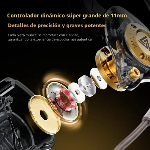 Miniatura 2 de Piluyaa Auriculares con cable para juegos IEM con 1DD, QKZ ENZO en el oído, auriculares de alta fidelidad, sonido de graves con nuevo controlador