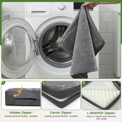 Miniatura 6 de Cama impermeable para perros pequeños, almohadilla para jaula de 24 pulgadas, cama ortopédica lavable para cachorros con funda extraíble reversible