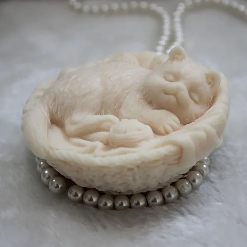 Miniatura 4 de Molde de silicona hecho a mano para jabón, vela, escultura de hielo y más, cuenco de molde de yeso aromático Bowl-Cat