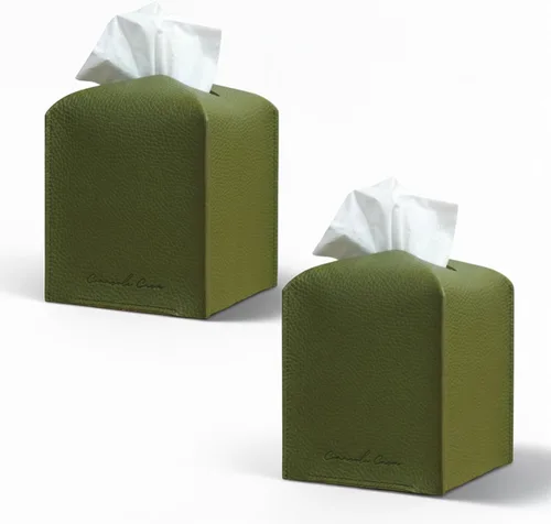 Miniatura 28 de Soporte para caja de pañuelos de piel sintética de alta calidad, elegante funda de caja de pañuelos estilo hotel para decoración del hogar, oficina