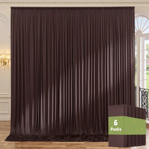 Miniatura 92 de Cortinas de telón de fondo granate de 10 pies x 10 pies sin arrugas para fiestas, 2 paneles de cortinas de telón de fondo de poliéster sedoso