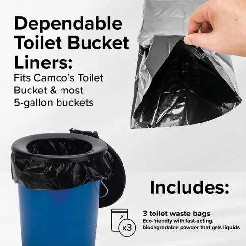 Miniatura 5 de Camco Bolsas de Desechos para Inodoro – Diseño duradero de doble bolsa a prueba de fugas – Bolsa interior convierte en gel cualquier líquido – Ideal